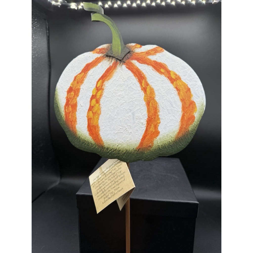 🎃🍂 Round Top Collection Pumpkin Lawn Stake NEW Metal Yard Art 🏡✨